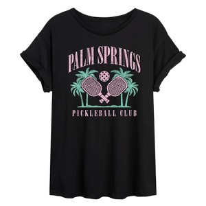 Women's - Instant Message - Palm Springs Pickleball Oversized Graphic T-Shirt - 1 of 4