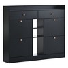 Okak Shoe Cabinet, Shoe Organizer with 4 Panel Flip Drawers and 2 Simple Drawers, Freestanding Shoe Rack for Entryway, Living Room, Hallway, Black - 3 of 4