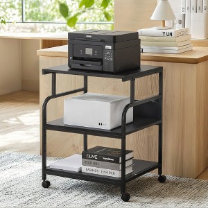 VECELO Printer Stand, 3-Tier Rolling Cart with 5-Level Adjustable Shelves & Lockable Wheels, Black - 1 of 4