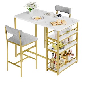 Kitchen Table Set, Dining Table and Chairs for 2, 3 Piece Dining Room Table Set with 2 Upholstered Chairs, Bar Dining Table Set for Small Spaces - 1 of 4
