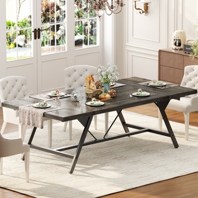 Aheaplus Farmhouse Dining Table for 8 People, 70.8-Inch Rectangular Wood Kitchen Table
