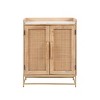 Gordon Solid Wood Iron Base and Faux Marble Top 4 Shelves Bar Cabinet Natural/White/Gold - Linon - 3 of 4