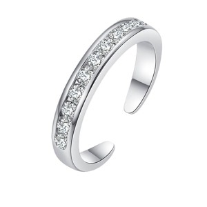 Sterling Silver Channel-Set Toe Ring with crystals - 1 of 2