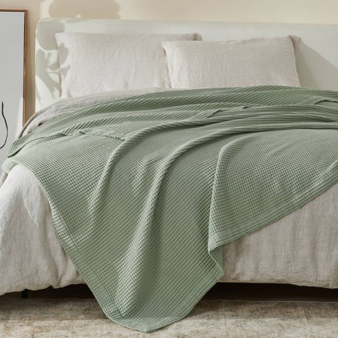 50 x60 Cotton Waffle Weave Throw Blanket Sage Green Patina Vie Midweight Machine Washable Oeko tex Certified Target