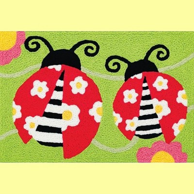 Jellybean Cherry Cherry Ladybugs Washable Doormat – 20"x30" Indoor/Outdoor, Bright & Fun Accent Mat for Porch or Entryway