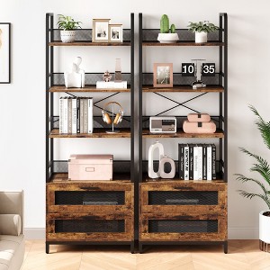 Industrial Bookcase Bookshelf  w/4 Tiers Open Storage Shelves Bookshelves Tall Display Racks Bookshelf for Bedroom, Living Room, Home Office, Brown - 1 of 4