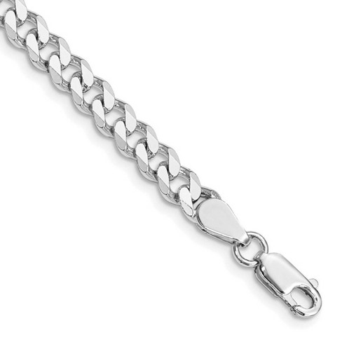 Black Bow Jewelry 6mm Rhodium Plated Sterling Silver Solid Curb Chain Bracelet - image 1 of 3