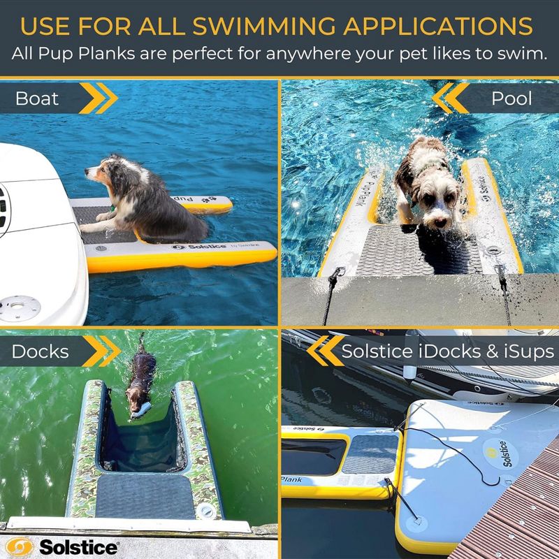 Solstice Inflatable Pup Plank Mini Dog Ramp Water Float Ladder Step for Fishing Boat Docks with Storage Bag, for Small Sized Breeds, Multicolor, 5 of 7