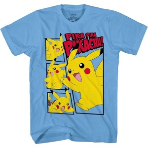 Pokemon Boys Pikachu Game Shirt - Gotta Catch Em All - Ash Pikachu Charizard Pokeball Official T-Shirt (Carolina Blue, X-Large) - 1 of 4