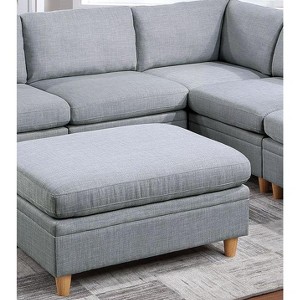 Okak Modern Convertible Sectional Sofa Couch with 2 Corner Wedges, 2 Armless Chairs, 2 Ottomans, Dorris Fabric 6pc Modular Sofa for Living Room, Gray - 1 of 4