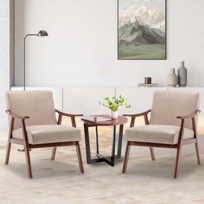 Accent Velvet Armchair, Mid Century Modern Chairs With Ergonomic Backrest, Single Lounge Reading Armchair With Solid Wood Frame For Living Room