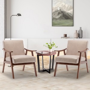 Accent Velvet Armchair, Mid Century Modern Chairs With Ergonomic Backrest, Single Lounge Reading Armchair With Solid Wood Frame For Living Room - 1 of 4