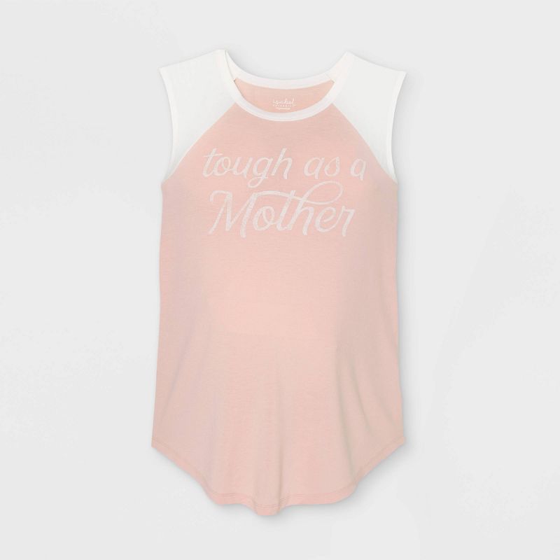 Sleeveless Tough as a Mother Baseball Graphic Maternity T-Shirt - Isabel Maternity by Ingrid &#38; Isabel&#8482; Pink, 1 of 3