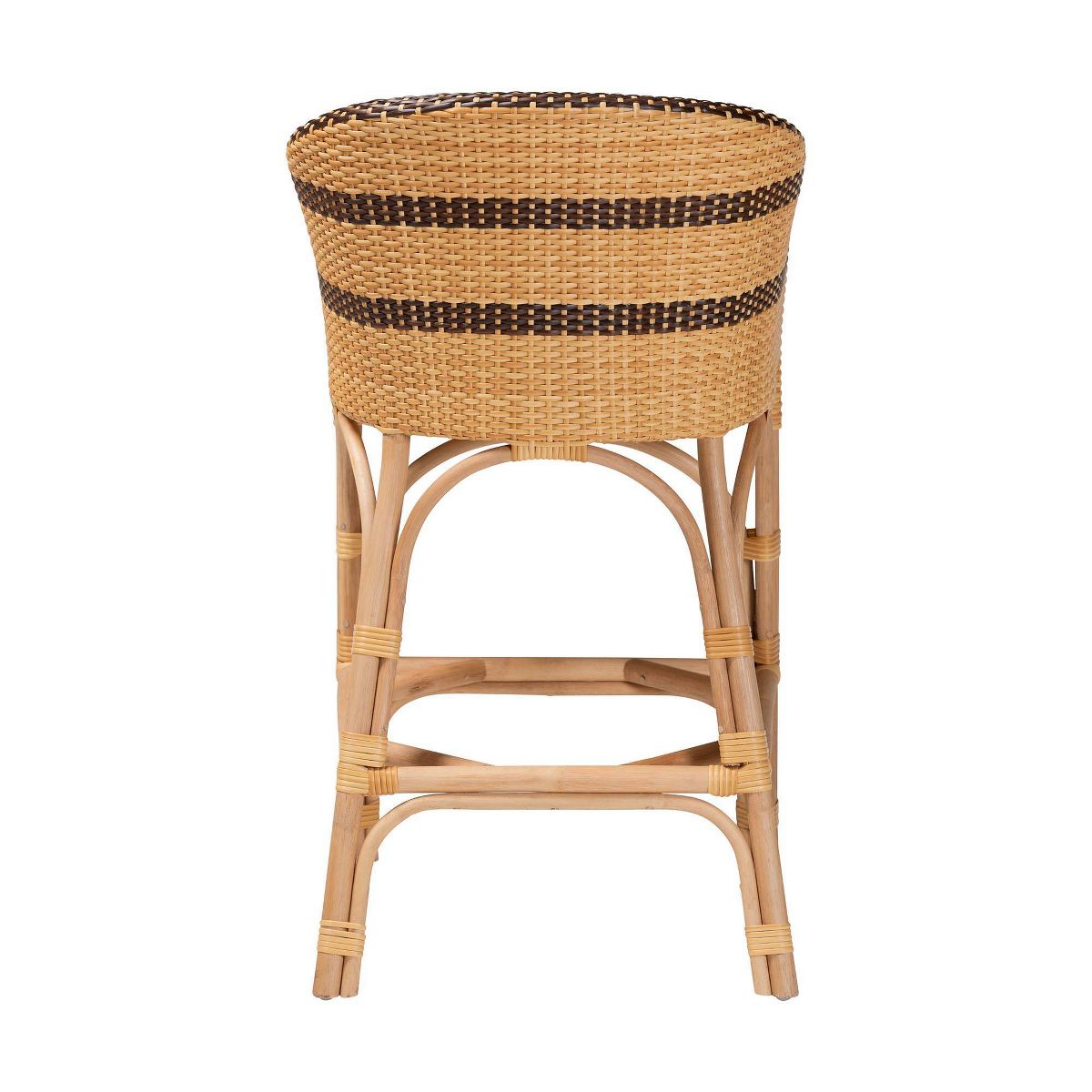 bali & pari Elma Rattan Counter Stool with Cushion Natural Brown/Dark Brown - thumbnail 6