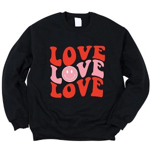 Simply Sage Market Women's Graphic Sweatshirt Love Stacked Smiley Face - 1 of 4