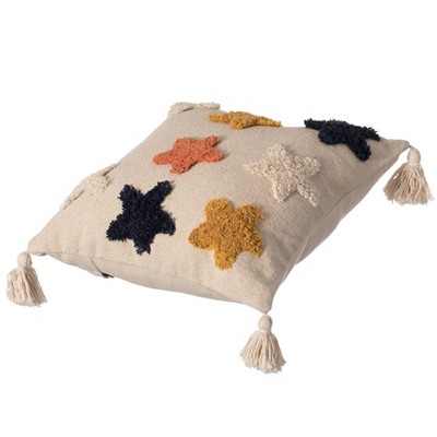 Handwoven Multicolor Cotton Euro Throw Pillow with Tassels