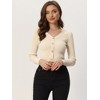 Allegra K Women's V Neck Crop Ribbed Knit Casual Long Sleeve Solid Sweater Pullover Top - 4 of 4
