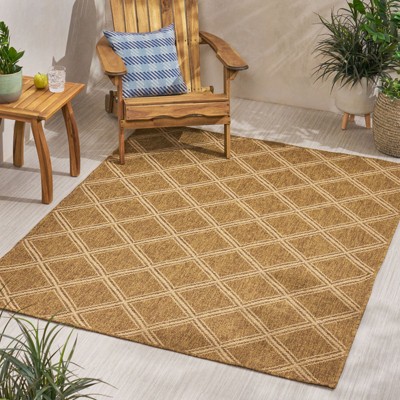 VisioGear Area Rug, 7'*5'3" Vintage Large Non-slip Rug For Living Room Kitchen Bedroom, Yellow Brown, 84"*63"*0.16"