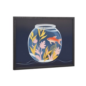 Kate & Laurel All Things Decor 16"x12" Gallery Pet Goldfish Cute Botanicals Fish Tank Print by The Creative Bunch Studio Black - 1 of 4