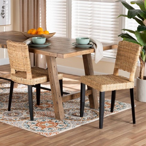 Varick Rattan Dining Chair Set Natural/brown - Bali & Pari : Target