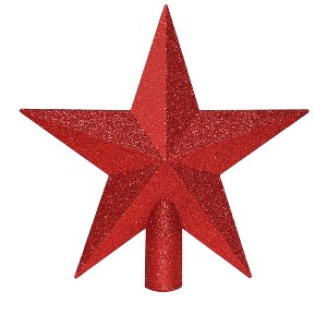 Aoibox 8 inch Red Star Christmas Tree Topper Glitter Shatterproof Plastic Decoration for 45 to 75 ft Trees Stable Base 1 Piece - 1 of 4