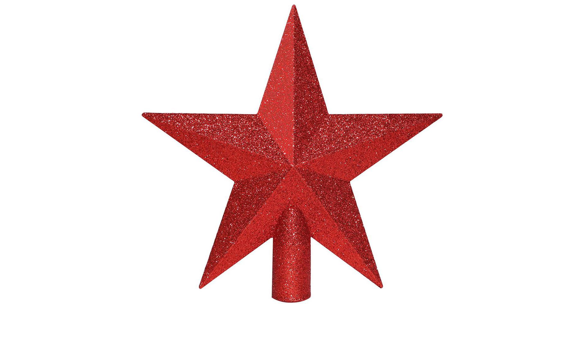 Aoibox 8 inch Red Star Christmas Tree Topper Glitter Shatterproof Plastic Decoration for 45 to 75 ft Trees Stable Base 1 Piece