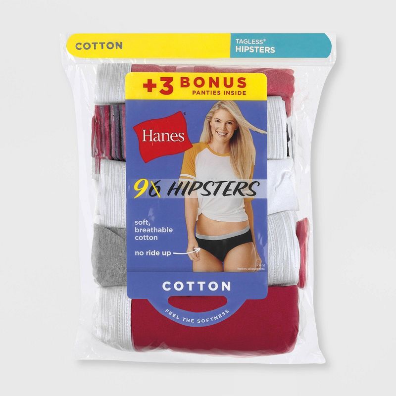 Hanes Women's Cotton 6+3pk Free Hipster Underwear - Colors May Vary, 3 of 5