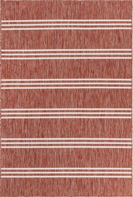 Rust Red Easy-Care Synthetic 6'x9' Outdoor Rug