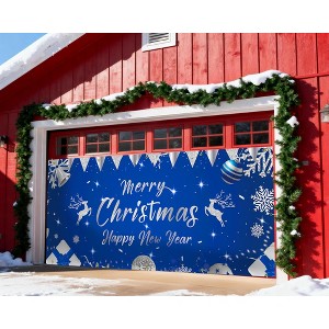 Christmas Garage Door Banner Cover Decorations,Garage Door Outdoor Backdrop for Xmas,7 x 16 Ft Christmas Decor with Snowflakes, reindeer, Bells - 1 of 4