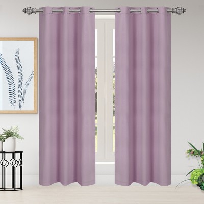 2 Pcs 42 x 84 Inch Solid Blockout Thermal Insulated Grommet Curtain Panels Purple - PiccoCasa