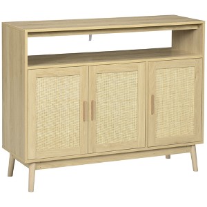 Boho Sideboard Buffet Cabinet with Rattan Doors, Natural - 1 of 4