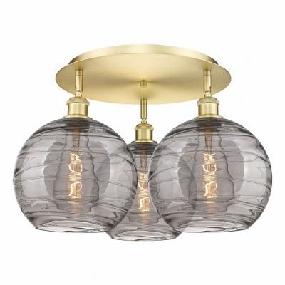 Athens Deco Swirl - 3 Light Flush Mount In Industrial Style-12.63 Inches Tall and 21.75 Inches Wide