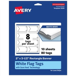 Avery Banner Flag Tags, 2" x 3-1/2", Matte White, 80 Total - 1 of 4