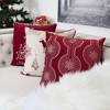 TopComfy Support Pillow Red Holiday Embroidered Velvet Throw Pillow with Golden Snowflakes for Seasonal Decor, Red, 17"*17"*10" - 2 of 4
