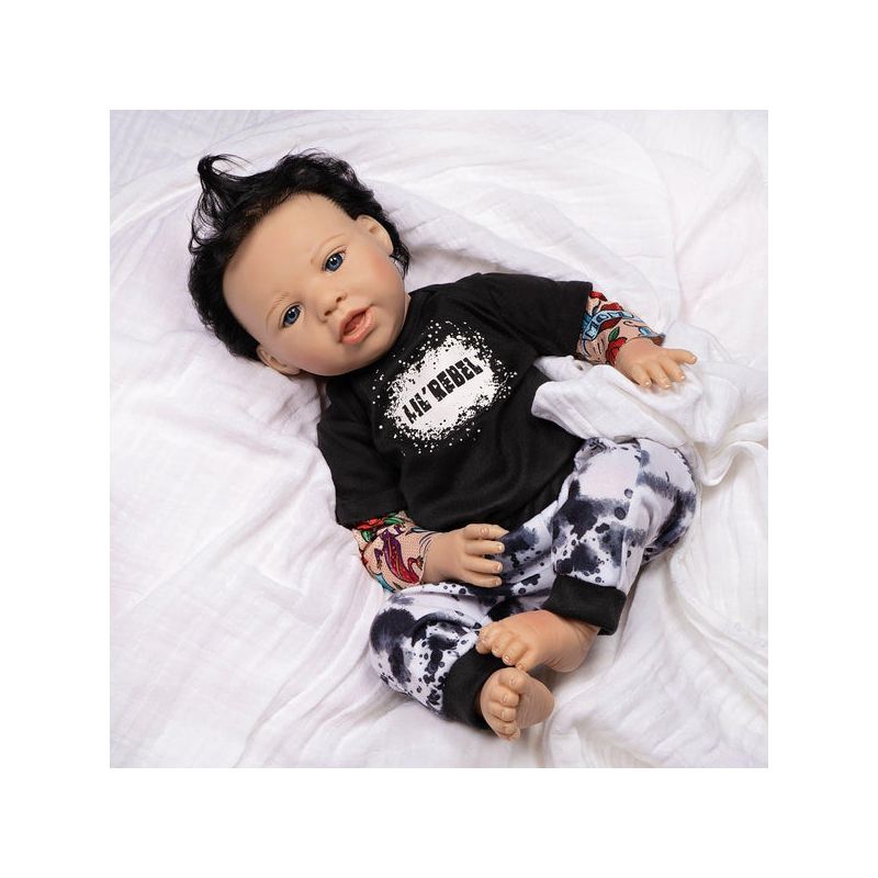 Paradise Galleries Reborn Toddler Boy Doll Lil' Rebel, 21 inch with Black Rooted Hair and Blue Eyes, Made in GentleTouch Vinyl, 1 of 10