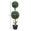 Set of 2 Artificial Ball Boxwood Topiary Trees, Fake Plants in Pot for Indoor Outdoor Living Room Green - 3 of 4