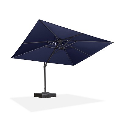 PURPLE LEAF Patio Umbrella with Base Outdoor Rectangle Large Cantilever Umbrella Heavy Duty Outdoor Market Umbrella for Garden Deck Backyard Pool