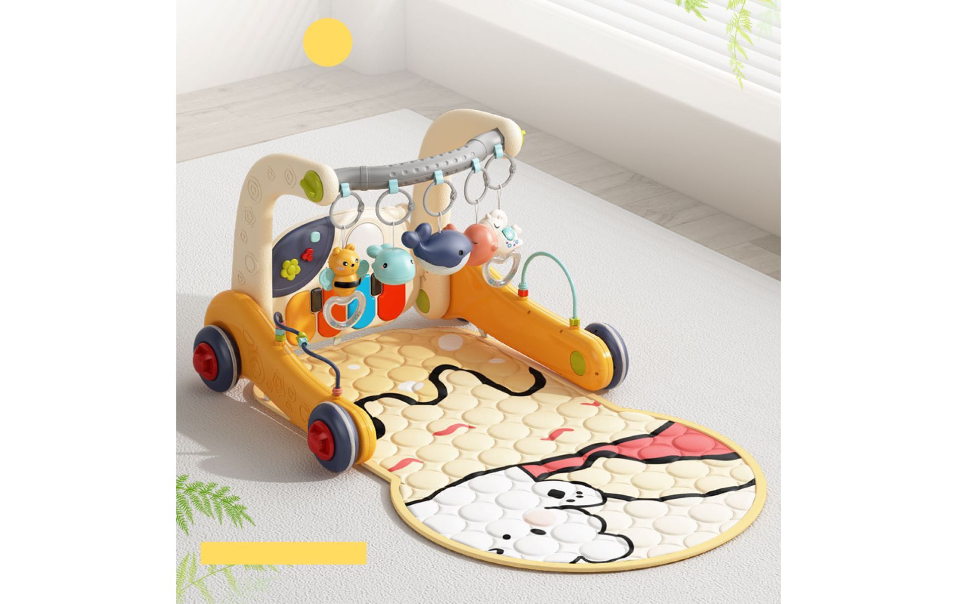BabyBond Baby Play Gym 3 in 1 Gym Play Mat & Baby Learning Walker Tummy Time Mat Learning Walker-Musical Activity Center