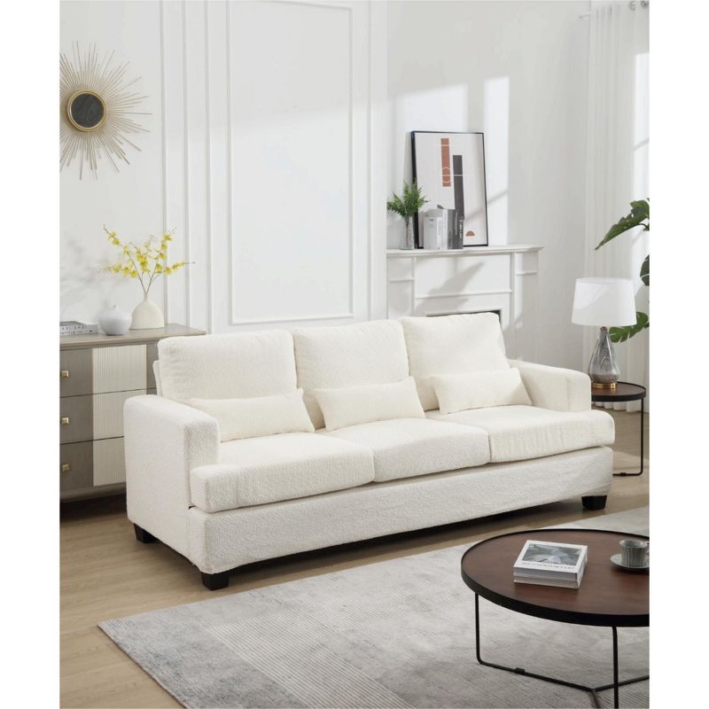 Modern Sofa Couches with Square Armrests, Removable back Cushions, and Waist Pillows-ModernLuxe, 2 of 13