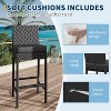 Outdoor Wicker Bar Stools Set of 2, Armless Outdoor Rattan Barstools with Cushions, for Backyard, Poolside - 4 of 4