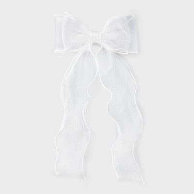 Girls' Ruffled Organza Bow Hair Clips - art class™ White: Fashion Accessory for All Hair Types, Polyester Material
