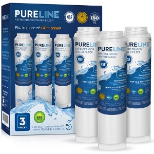 PureLine GE GSWF Refrigerator Water Filter Replacement, Also Compatible with Kenmore 46-9914, 9914, 469914, GSWFDS, AP3418061 (3-Pack) - 1 of 4