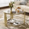 TIRAMISUBEST Modern Round Glass Coffee Table with Bottom Shelf, Elegant Design Center Table Cocktail Table for Living Room - 3 of 4