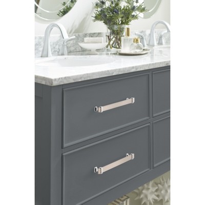 Overton Satin Nickel and Polished Chrome Cabinet Drawer Pull