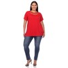 Plus Size Crisscross Neck Short Sleeve Top - White Mark - 4 of 4