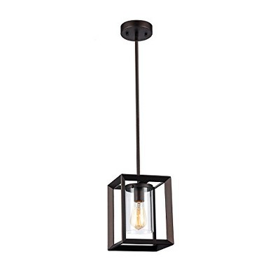 Chloe Lighting IRONCLAD Industrial-Style 1 Light Rubbed Bronze Ceiling Mini Pendant 7" Shade