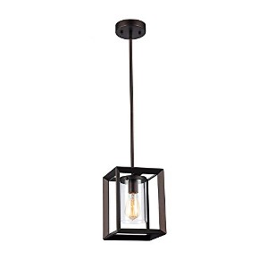 Chloe Lighting IRONCLAD Industrial-Style 1 Light Rubbed Bronze Ceiling Mini Pendant 7" Shade - 1 of 2