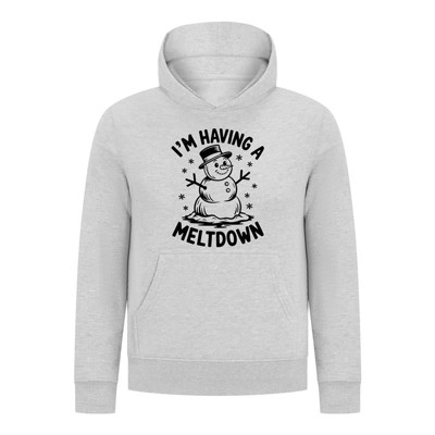 Everyday Kids Christmas Collection I’m Having a Meltdown Pullover Hoodie – Funny Snowman Holiday Sweatshirt - Heather Gray