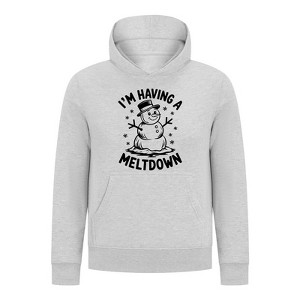 Everyday Kids Christmas Collection I’m Having a Meltdown Pullover Hoodie – Funny Snowman Holiday Sweatshirt - Heather Gray - 1 of 2