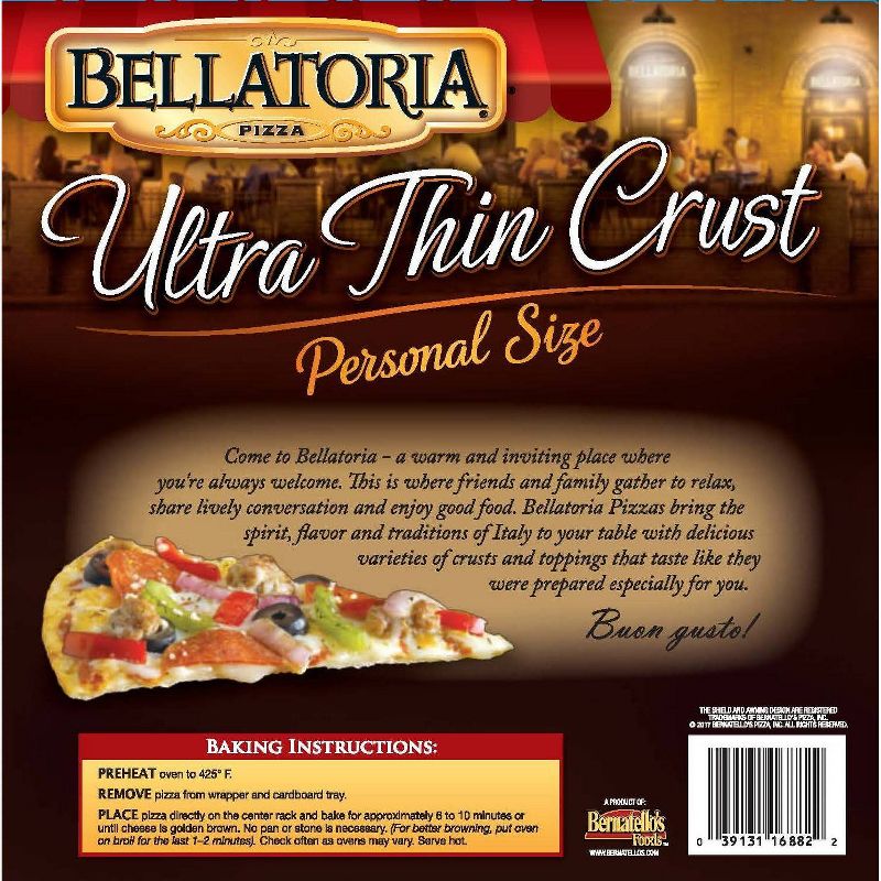 Bellatoria Personal Size Thin Crust Supreme Frozen Pizza - 7.8oz, 2 of 4